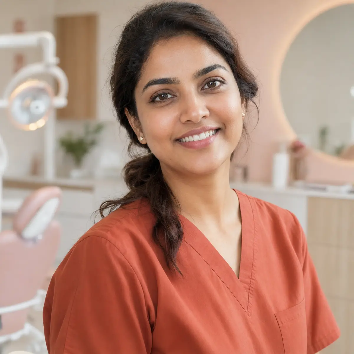Aarogya dental professional smiling in the clinic