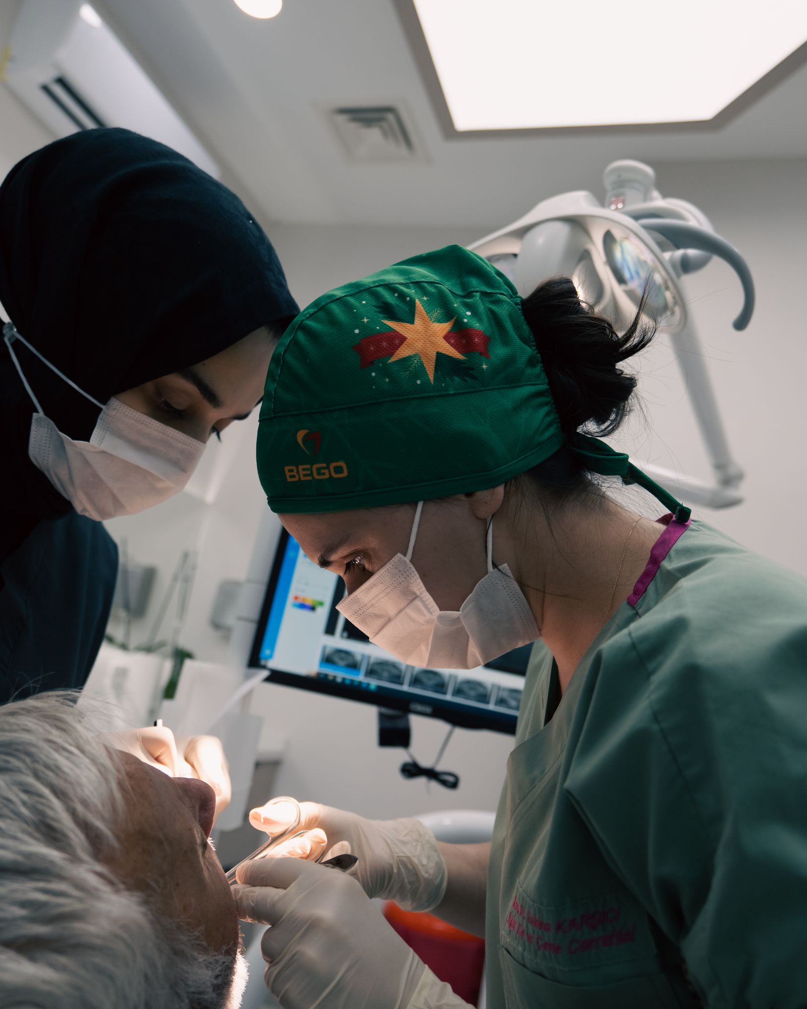 Dentist caring for a patient in a modern clinic